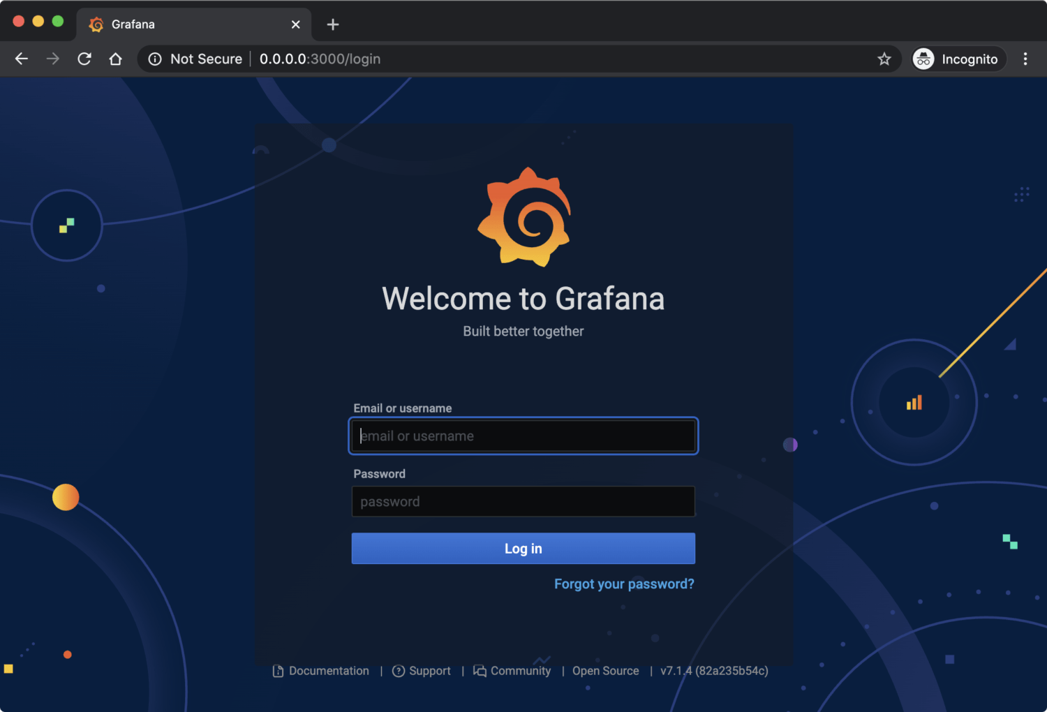도커로 그라파나(Grafana)를 실행하고, 접속한 화면