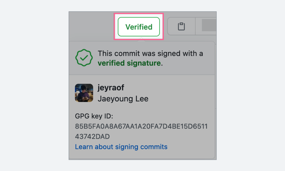 Github 커밋에서 볼 수 있는 Verified 표시