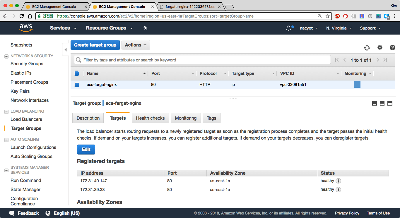 EC2 타깃 그룹에서 자동으로 등록된 타깃을 확인