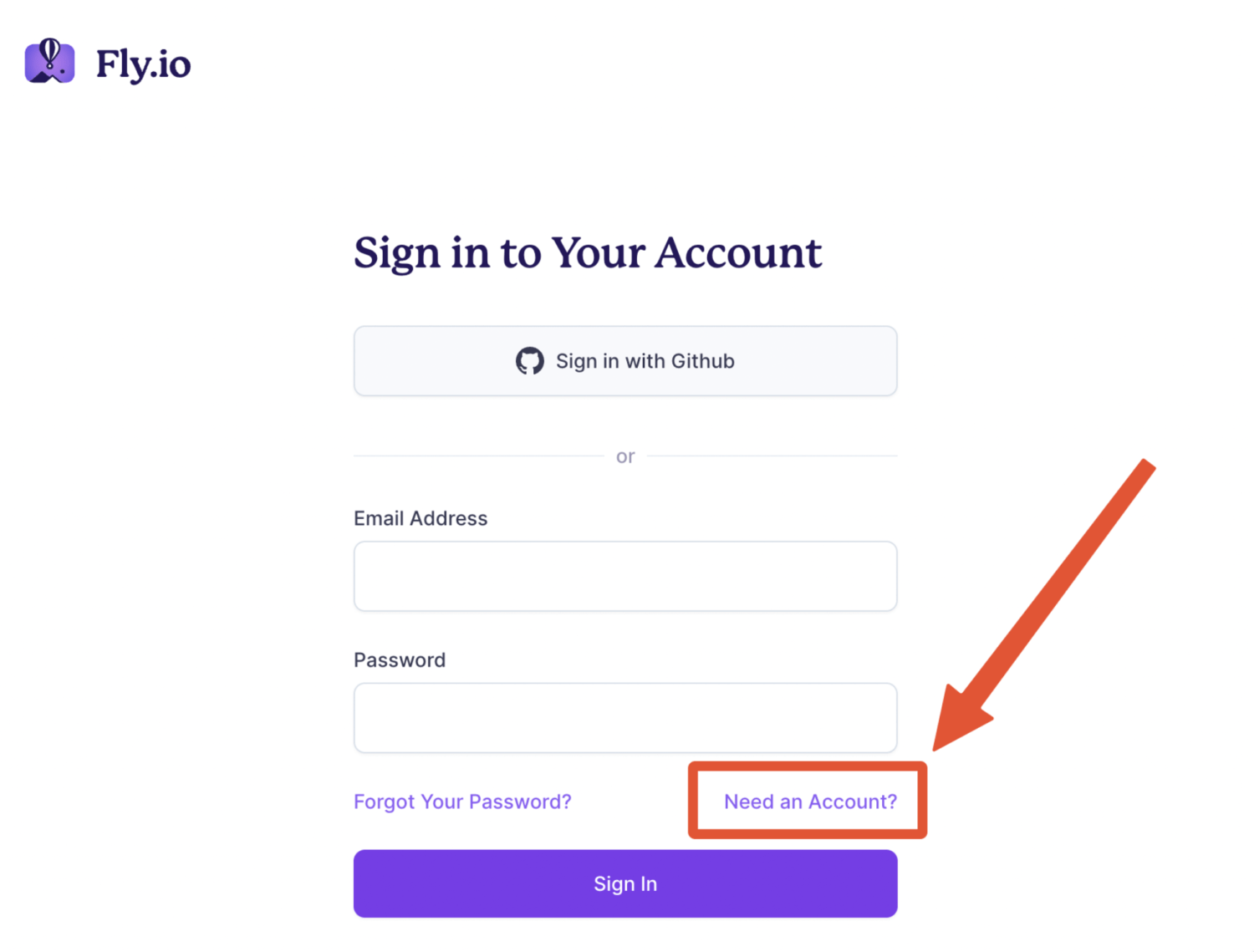 로그인 페이지에서 Need an Account? 링크를 누릅니다