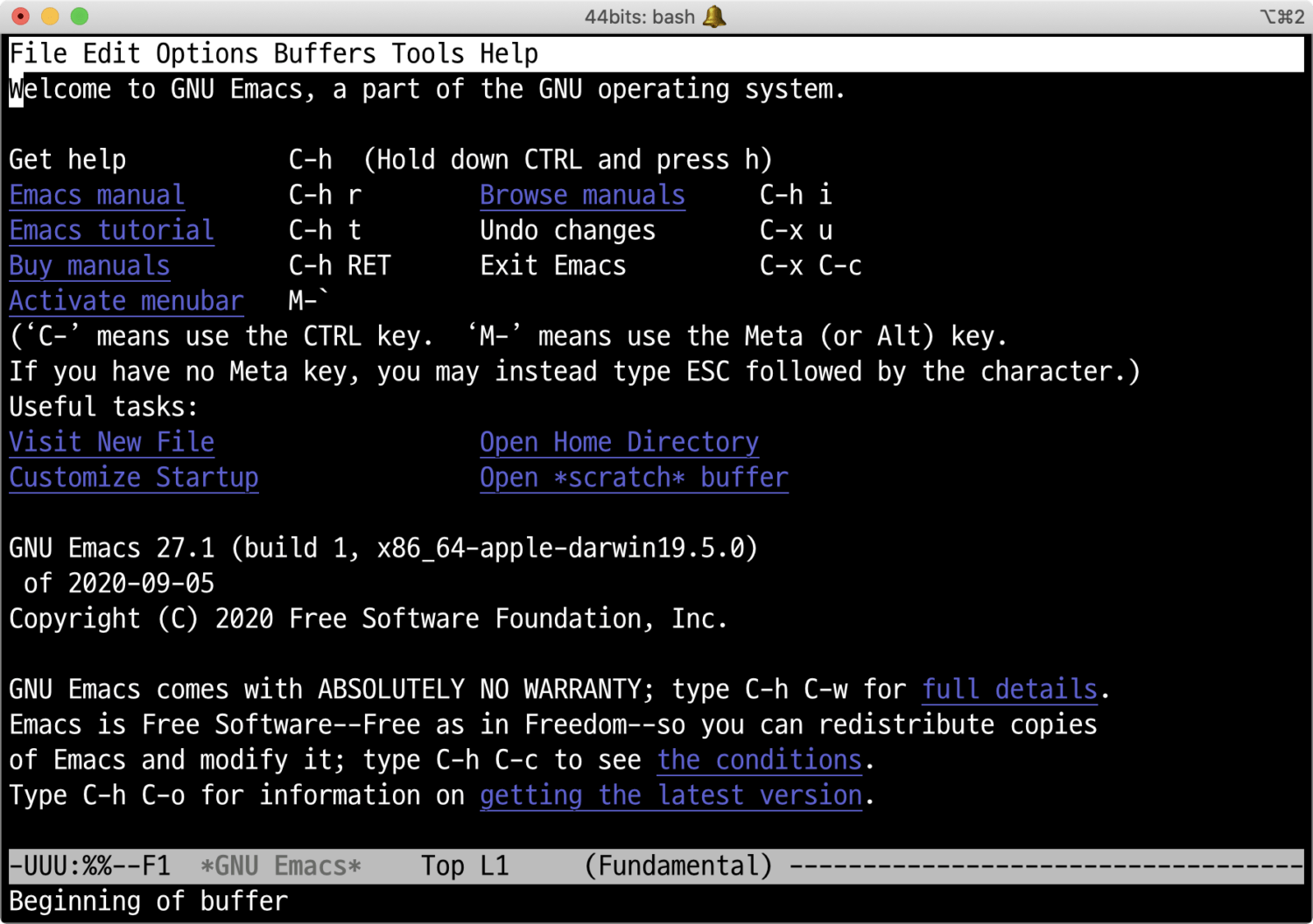 Emacs 실행 화면