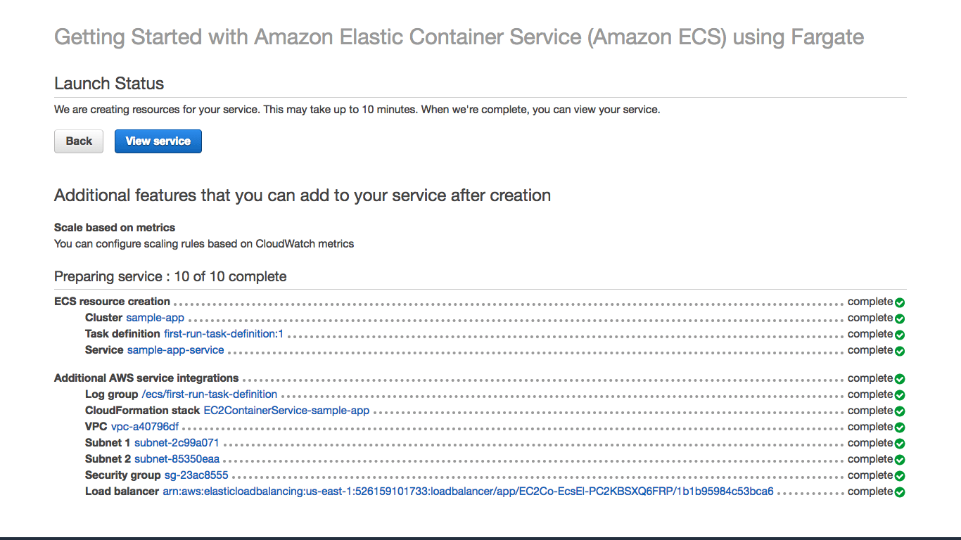 파게이트 관련 리소스들을 생성하는 과정